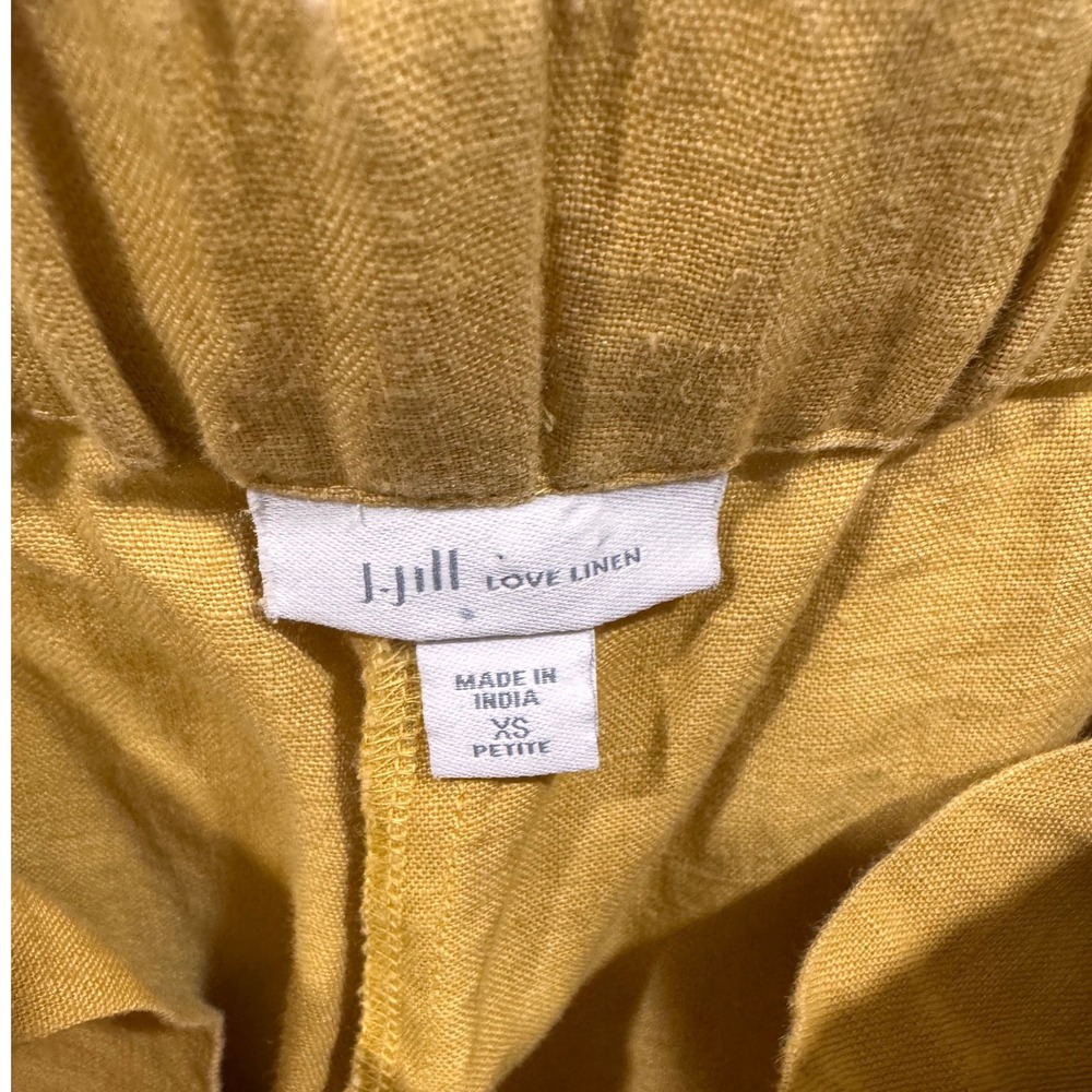 J.Jill Love Linen Pants Womens XS Petite Mustard Yellow Excellent Wide Leg Crop - Picture 4 of 10